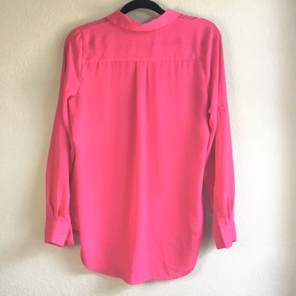 Bright pink Apt 9. Essentials button down high low sheer shirt - Picture 3 of 4